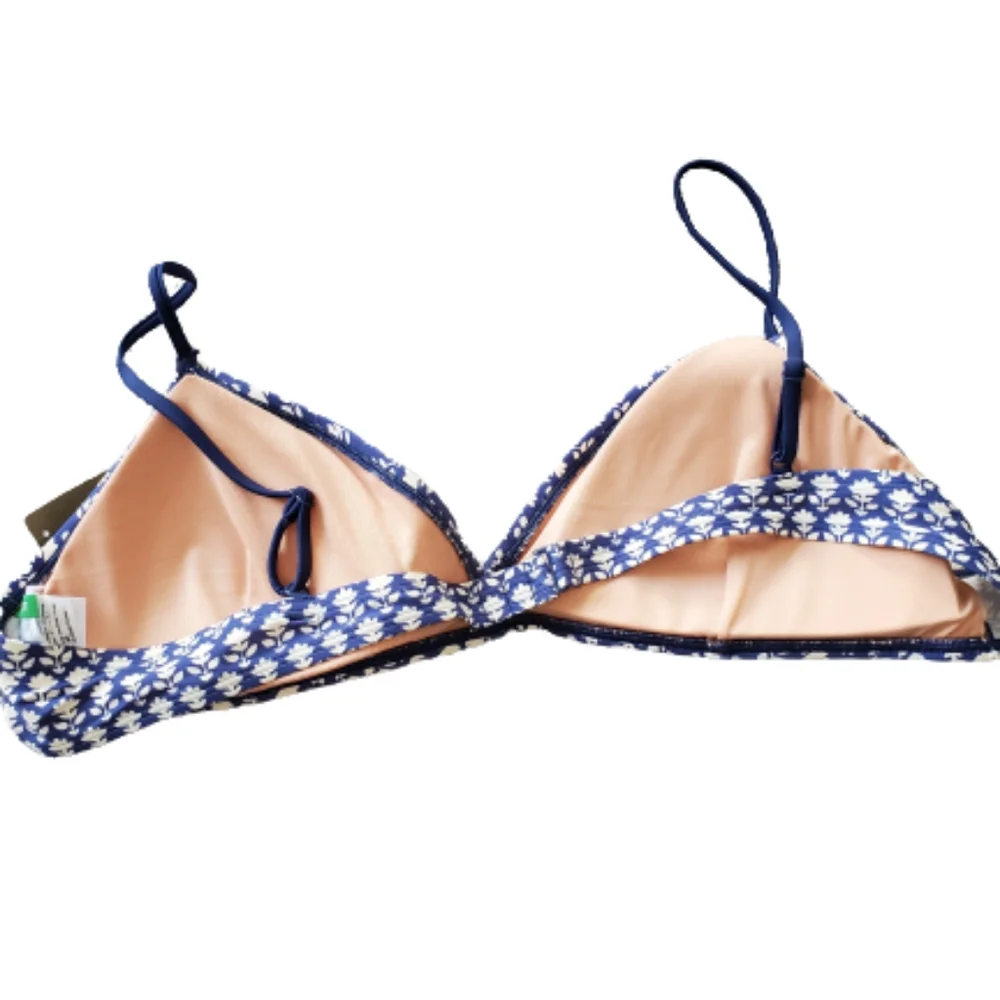 J.Crew plus floral Moderate Coverage french bikini top, 3XL, blue